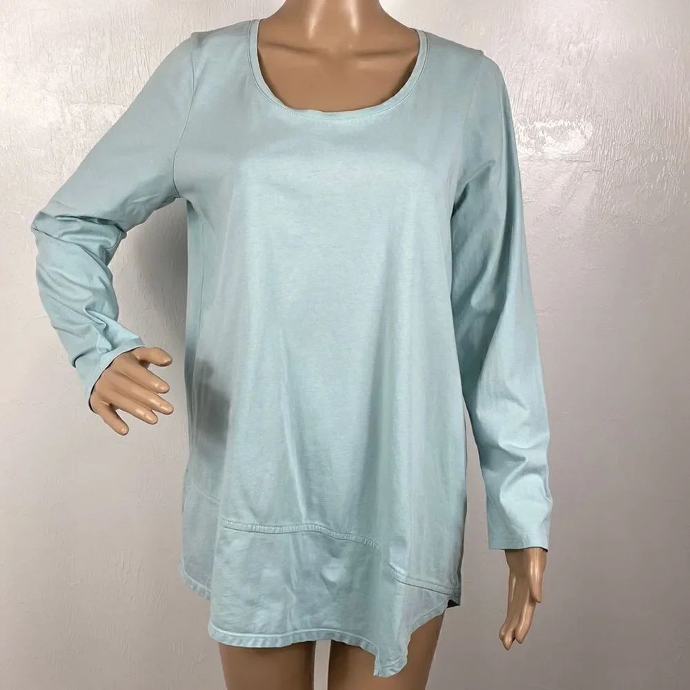 J. Jill Pure Jill Cotton Baby Blue Asymmetrical Hem Tunic Top size M